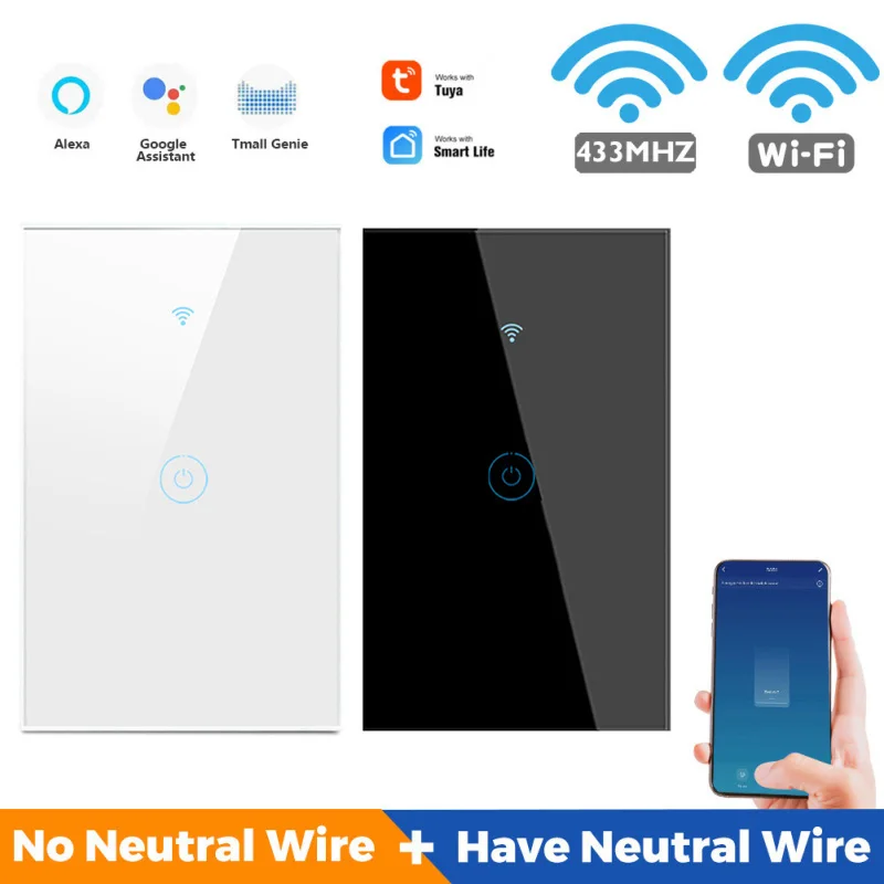 Tuya WiFi Smart Switch 433MHZ 1/2/3/4 Gang 10A Switch Smart Life APP Touch Control Smart Home For Alexa Google Home Assistant
Tuya WiFi Smart Switch 433MHZ 1/2/3/4 Gang 10A Switch Smart Life APP Touch Control Smart Home For Alexa Google Home Assistant
