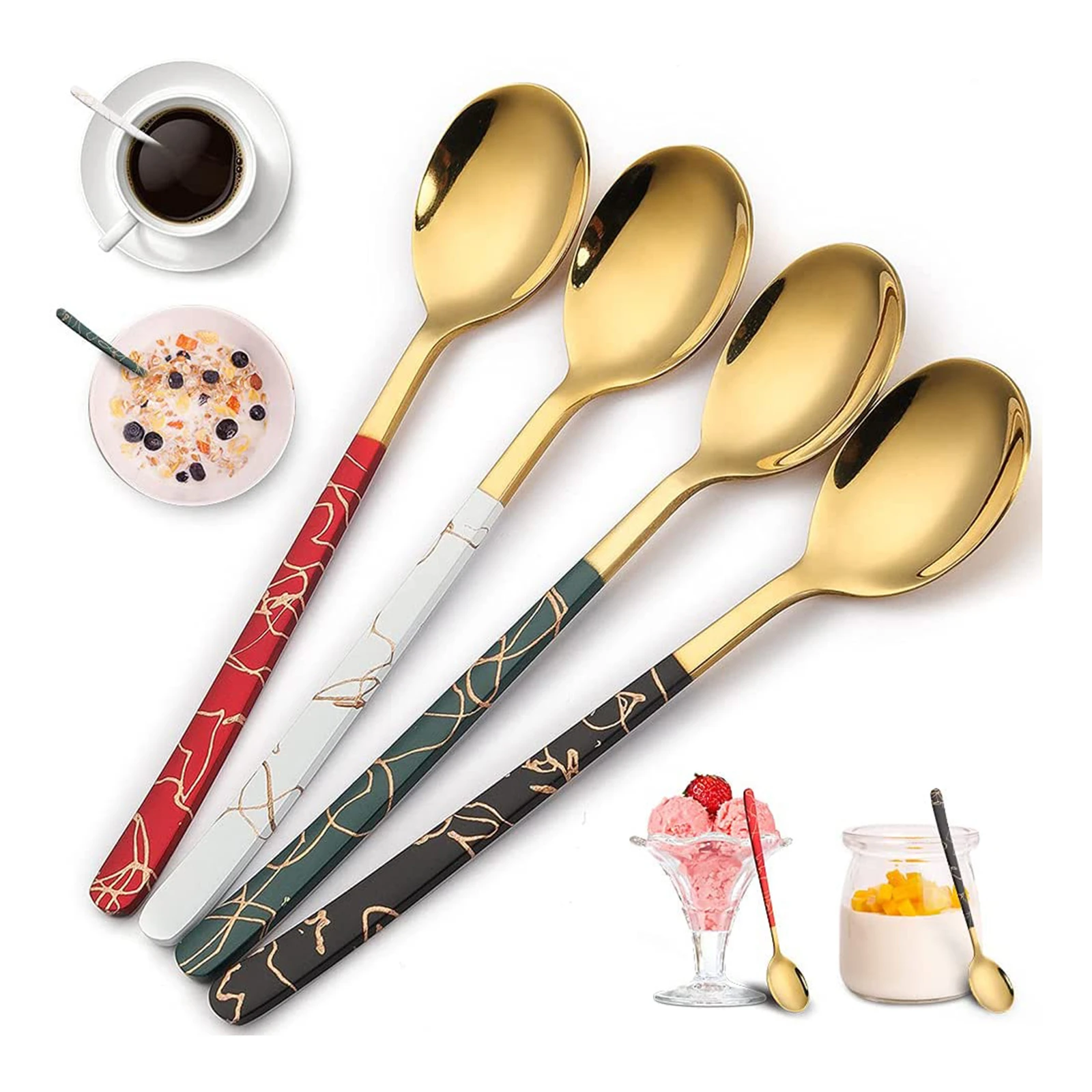 4PCS Gold Teaspoons Set 6.5"Golden Stainless Steel Small Dessert Spoons For Coffee Cake Ice Cream Espresso Afternoon Tea Party
4PCS Gold Teaspoons Set 6.5"Golden Stainless Steel Small Dessert Spoons For Coffee Cake Ice Cream Espresso Afternoon Tea Party