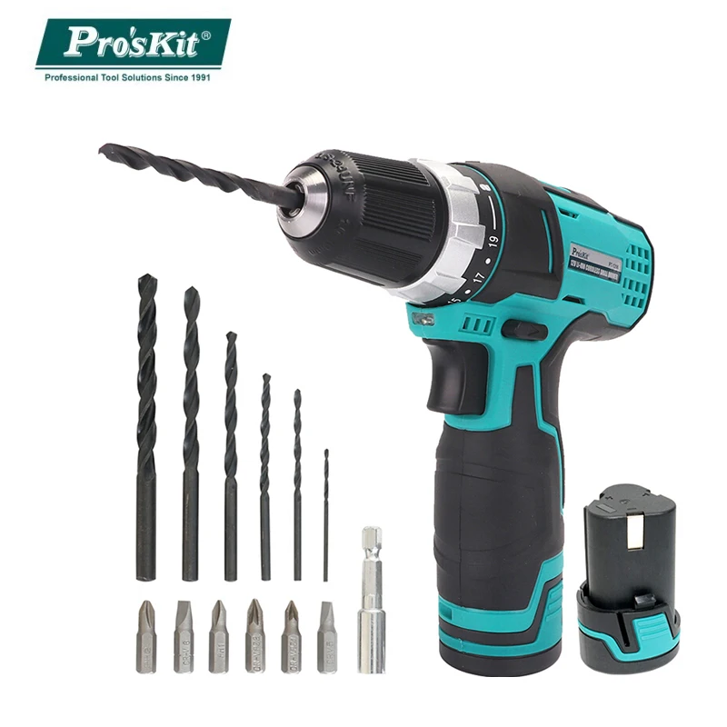 Pro'sKit PT-1206G Electric Drill 12V Lithium Battery Household Screwdriver Rechargeable Cordless Tools Bit Set Impact Drill
Pro'sKit PT-1206G Electric Drill 12V Lithium Battery Household Screwdriver Rechargeable Cordless Tools Bit Set Impact Drill