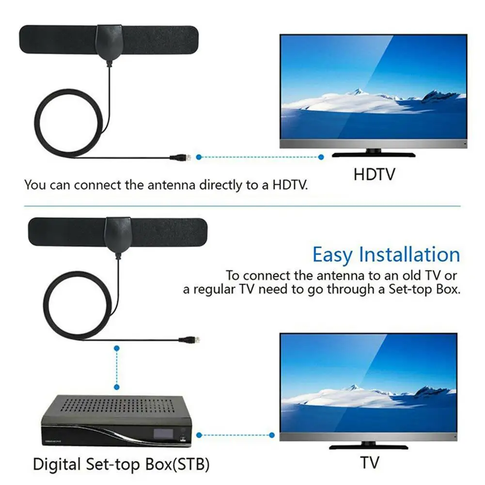 50 Miles 25dB High Gain Indoor Digital HDTV Antenna 1080P TV Signal Receiver Working Temperature - 45-85 Celsius 
50 Miles 25dB High Gain Indoor Digital HDTV Antenna 1080P TV Signal Receiver Working Temperature - 45-85 Celsius