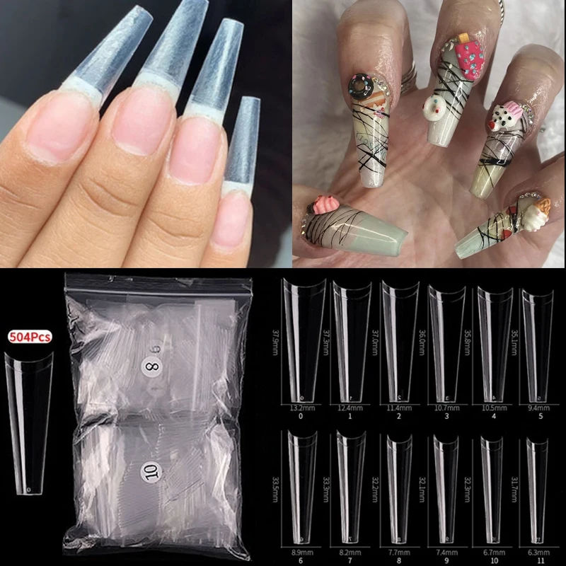 504pcs XXL Transparent Nail Tips Half Cover Extra Long C Curve Acrylic Extension capsules ongles en gel x For Nail Extension Tip
504pcs XXL Transparent Nail Tips Half Cover Extra Long C Curve Acrylic Extension capsules ongles en gel x For Nail Extension Tip