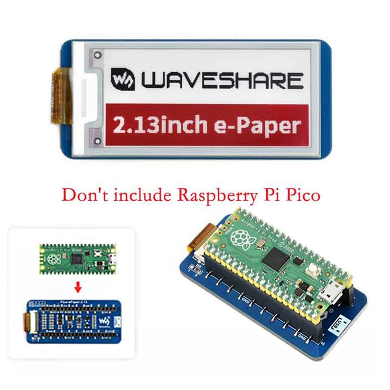 Waveshare 2.13 Inch E-Ink Display Screen E-Paper 212X104 Resolution Expansion Board for Raspberry Pi Pico
Waveshare 2.13 Inch E-Ink Display Screen E-Paper 212X104 Resolution Expansion Board for Raspberry Pi Pico