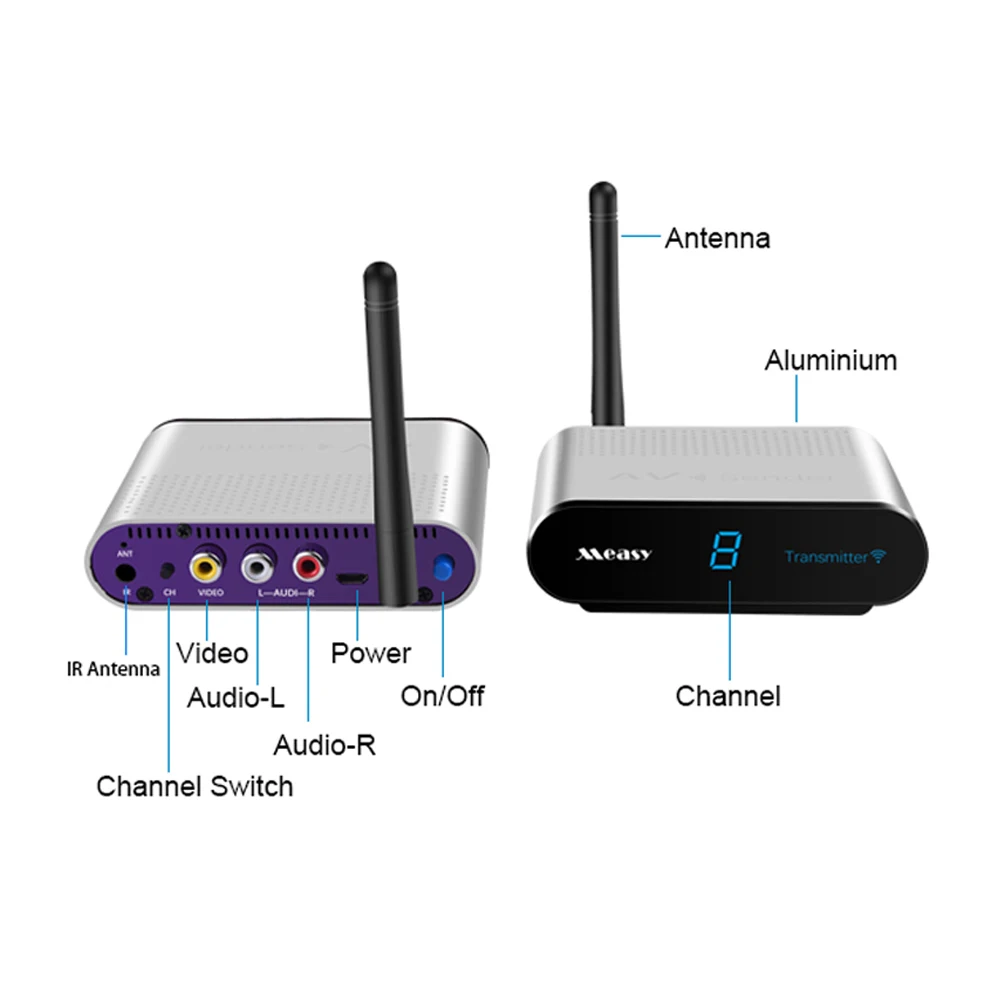 

New Measy AV530-2 5.8GHz 300M Wireless AV Sender TV Audio Video Transmitter 2 Receiver Frequency Band 8 Groups Channels