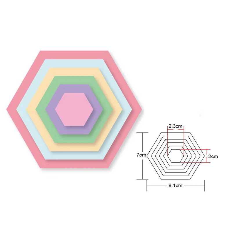 Hexagonal six-piece suit 2021 new metal tailoring scrapbook photo album card making embossing template cake decoration mold
Hexagonal six-piece suit 2021 new metal tailoring scrapbook photo album card making embossing template cake decoration mold