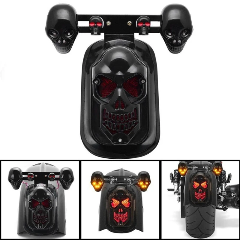Motorcycle LED Skull Taillight With Turn Signal Motorbike Tail Lights Plus Steering Styling Chrome Skeleton Style Modified
Motorcycle LED Skull Taillight With Turn Signal Motorbike Tail Lights Plus Steering Styling Chrome Skeleton Style Modified