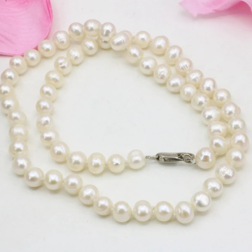 Ожерелье-цепочка женское с натуральным жемчугом, 18 дюймов, 7-8 мм
Ожерелье-цепочка женское с натуральным жемчугом, 18 дюймов, 7-8 мм