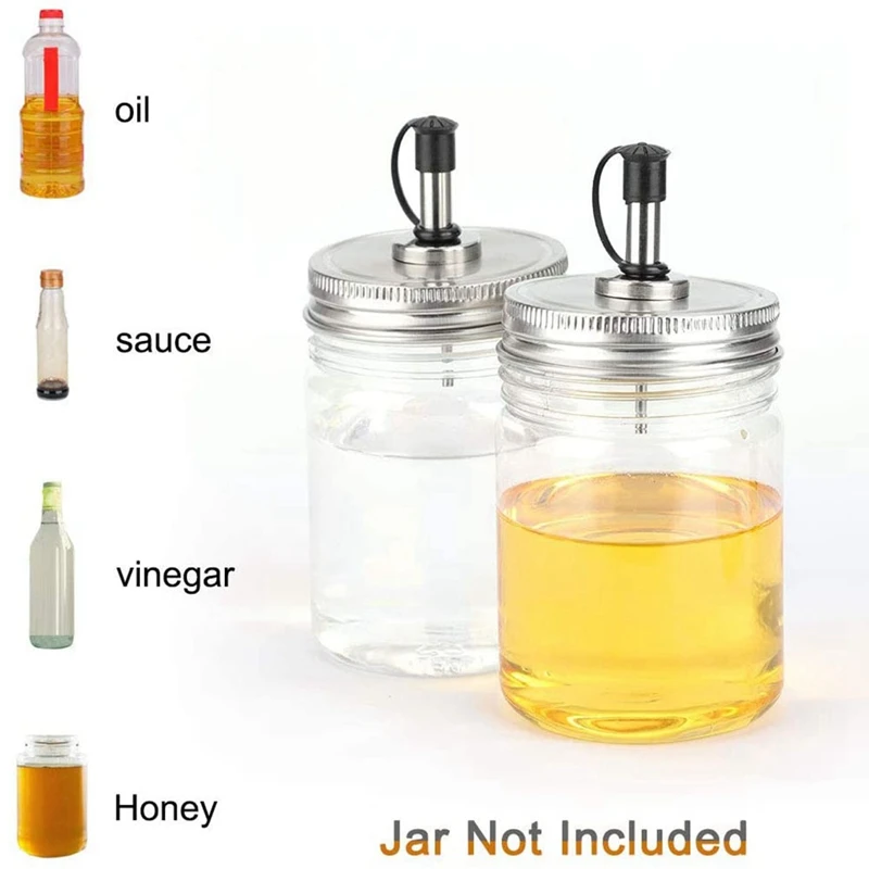 4 Pieces of Stainless Steel Ordinary Spout Mason Jar Inverted Lid with Plastic Lid for Olive Oil Cocktail Dispenser
4 Pieces of Stainless Steel Ordinary Spout Mason Jar Inverted Lid with Plastic Lid for Olive Oil Cocktail Dispenser
