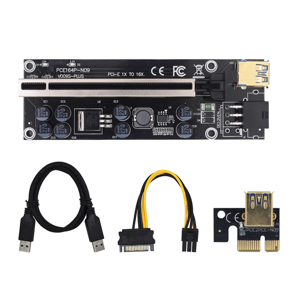 10pcs VER009S Plus PCI-E Riser 009S PCIE 1X to 16X Extender Riser Adapter USB 3.0 Cable SATA to 6pin Power PCI Express Adapter
10pcs VER009S Plus PCI-E Riser 009S PCIE 1X to 16X Extender Riser Adapter USB 3.0 Cable SATA to 6pin Power PCI Express Adapter