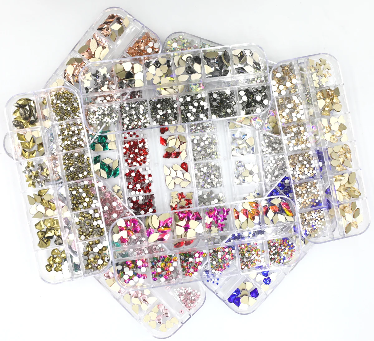12Grid Mix Sizes Colorful Glass Crystal AB Rhinestone Stone Clear Luxurious Flatback 3D glitter Nail Art Rhinestones Decorations
12Grid Mix Sizes Colorful Glass Crystal AB Rhinestone Stone Clear Luxurious Flatback 3D glitter Nail Art Rhinestones Decorations