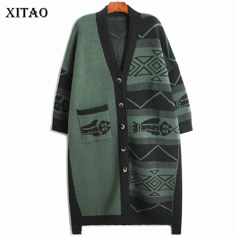 XITAO Fashion Knitting Cardigan Loose Contrast Color Jacquard Splicing Geometry Pattern Casual Large Size Women 2022 New GWJ0816
XITAO Fashion Knitting Cardigan Loose Contrast Color Jacquard Splicing Geometry Pattern Casual Large Size Women 2022 New GWJ0816