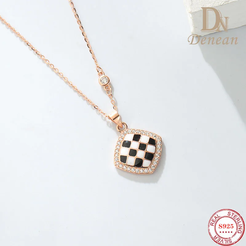 Denean S925 Sterling Silver Black and White Checkerboard Necklace Hot Sale Square Geometric Shape Pendant for Women Jewelry
Denean S925 Sterling Silver Black and White Checkerboard Necklace Hot Sale Square Geometric Shape Pendant for Women Jewelry
