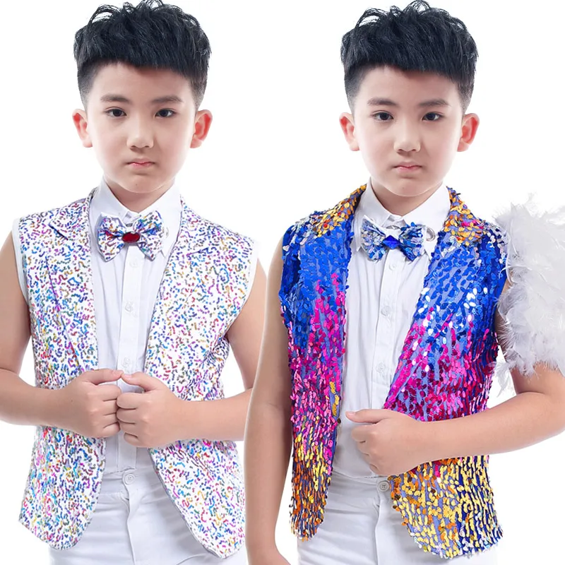 New Jazz Dance Costumes Boys Sequin Vest Blazer Children Hip Hop Stage Dance Costume Singer Performance Show Dance Wear DQS2780
New Jazz Dance Costumes Boys Sequin Vest Blazer Children Hip Hop Stage Dance Costume Singer Performance Show Dance Wear DQS2780