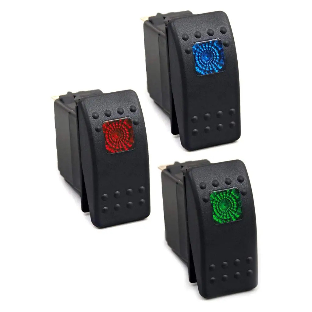 3 Gang Boat Rocker Switch with 20A 12V/10A 24V LED Light Single Lamp Button 3 Pin On/Off Switches 
3 Gang Boat Rocker Switch with 20A 12V/10A 24V LED Light Single Lamp Button 3 Pin On/Off Switches