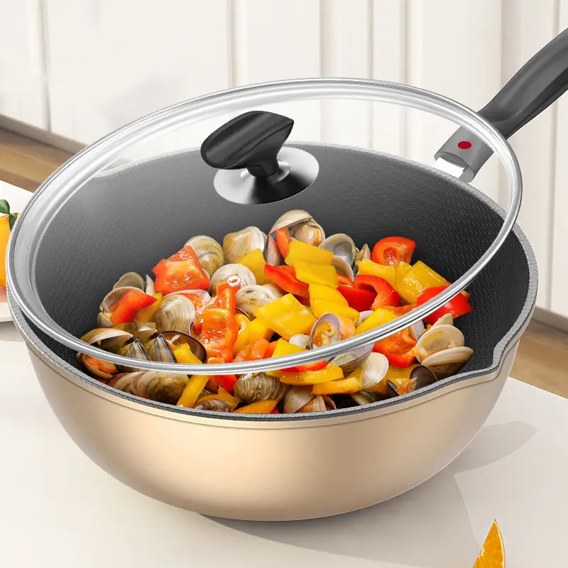 28CM Frying Pan Food Grade Non Stick Pan Honeycomb Pot Bottom Induction Cooker Gas Stove General Wok For Kitchen
28CM Frying Pan Food Grade Non Stick Pan Honeycomb Pot Bottom Induction Cooker Gas Stove General Wok For Kitchen
