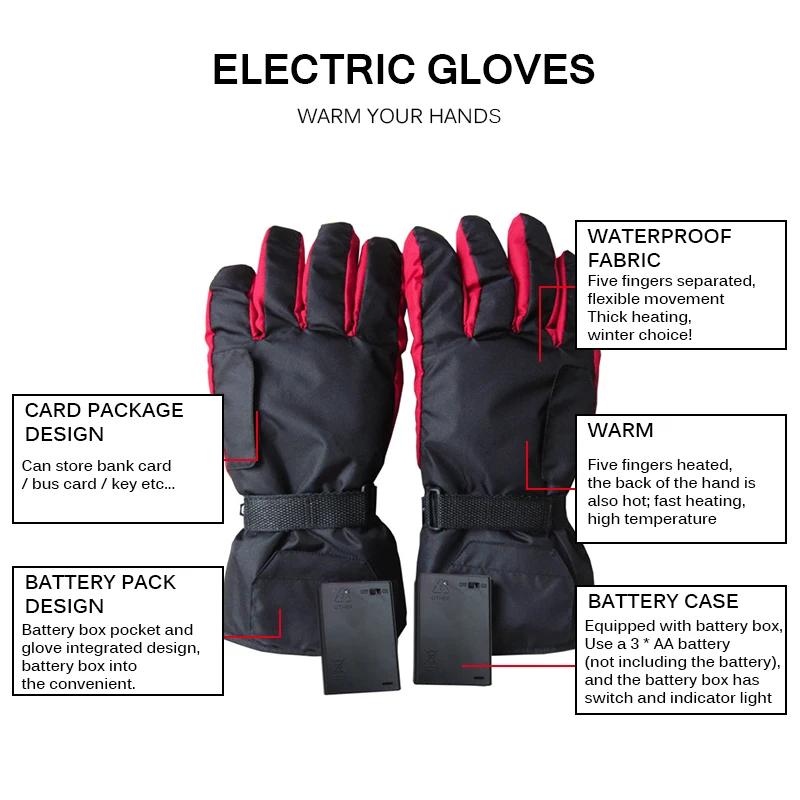 Electric Heated Gloves With Temperature Adjustment Lithium Batteries Gloves For Skiing Hiking Climbing Driving Cold Weather
Electric Heated Gloves With Temperature Adjustment Lithium Batteries Gloves For Skiing Hiking Climbing Driving Cold Weather