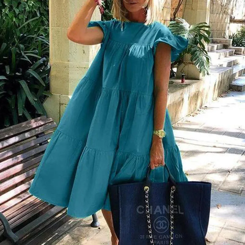 Fashion Casual Women Loose Long Dress 2020 Summer O-neck Butterfly Sleeves Women Dresses
Fashion Casual Women Loose Long Dress 2020 Summer O-neck Butterfly Sleeves Women Dresses