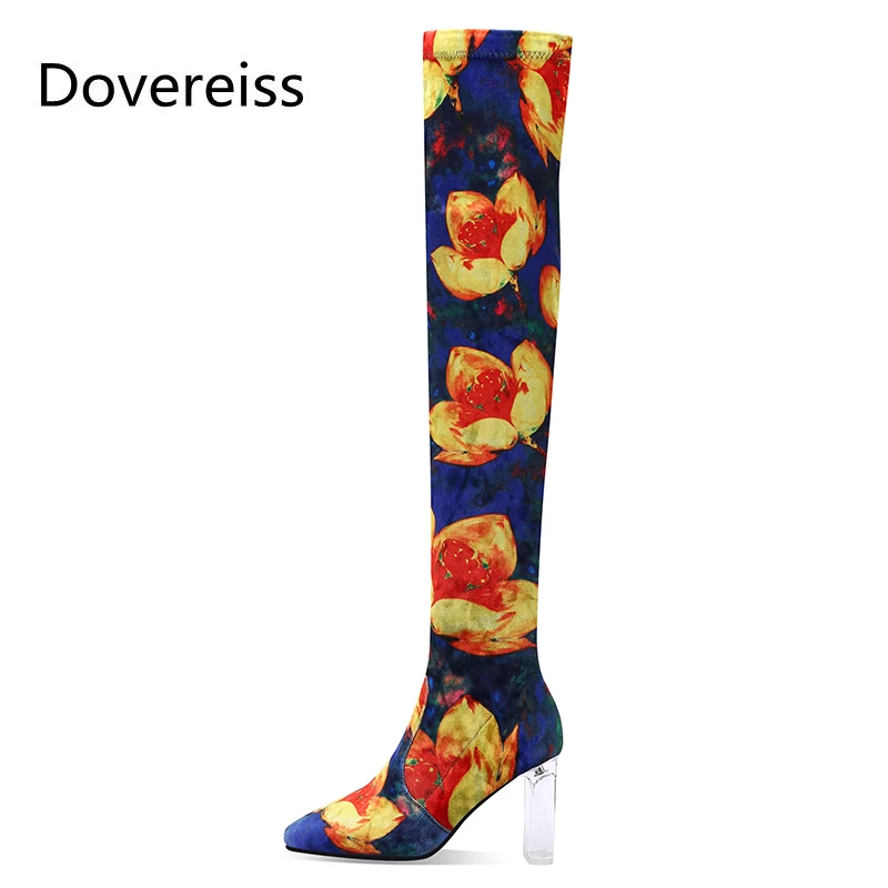Dovereiss Fashion Women's Shoes Winter Sexy Elegant Flowers Pointed to Concise Block heels Mature Over the knee boots 33-40
Dovereiss Fashion Women's Shoes Winter Sexy Elegant Flowers Pointed to Concise Block heels Mature Over the knee boots 33-40