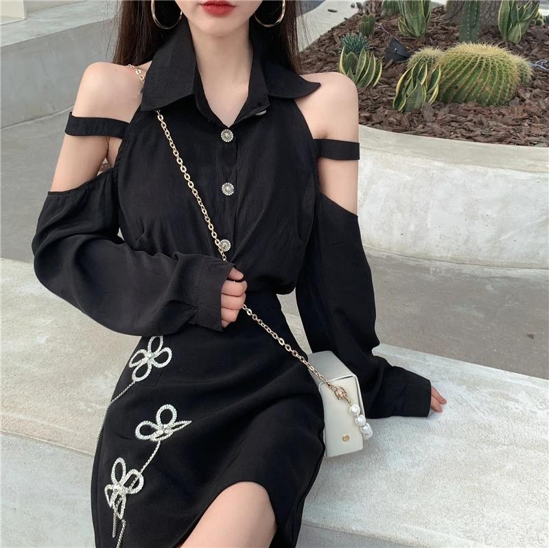 COIGARSAM French Style Full Sleeve Shirt Womens tops High Waist Women shirts Night Black 2087
COIGARSAM French Style Full Sleeve Shirt Womens tops High Waist Women shirts Night Black 2087