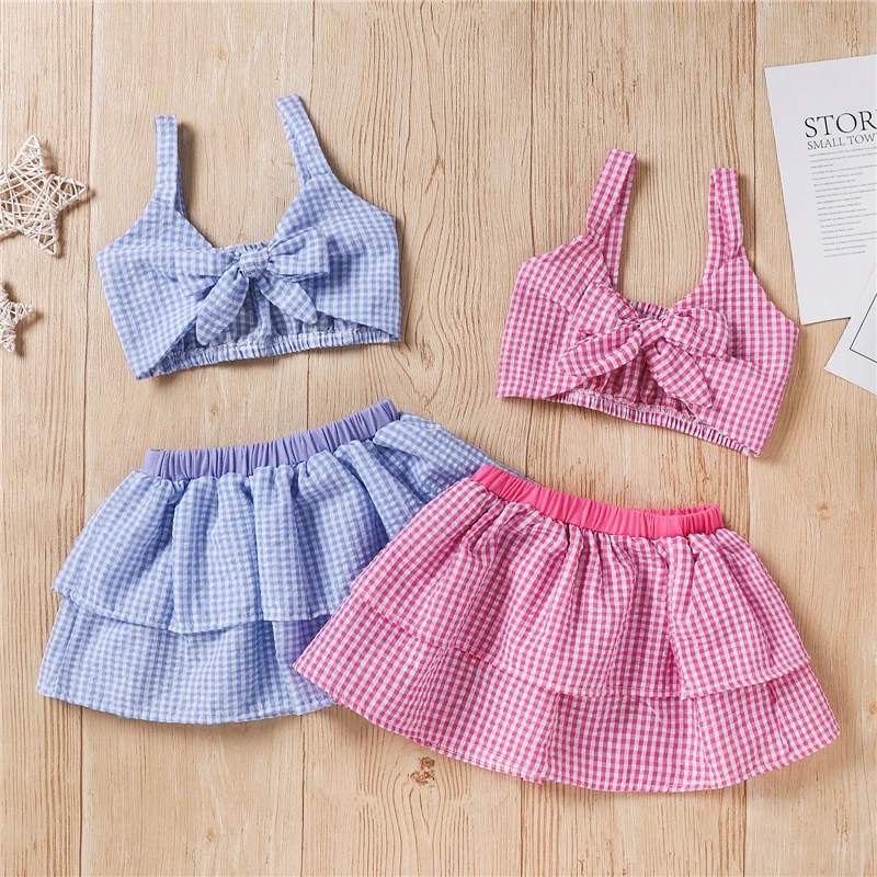 2 Pieces Summer Kids Suit Set Girls Plaid V-Neck Sleeveless Crop Tops+ Short Skirt for Summer Plaid Girls Clothing Set Outfit
2 Pieces Summer Kids Suit Set Girls Plaid V-Neck Sleeveless Crop Tops+ Short Skirt for Summer Plaid Girls Clothing Set Outfit