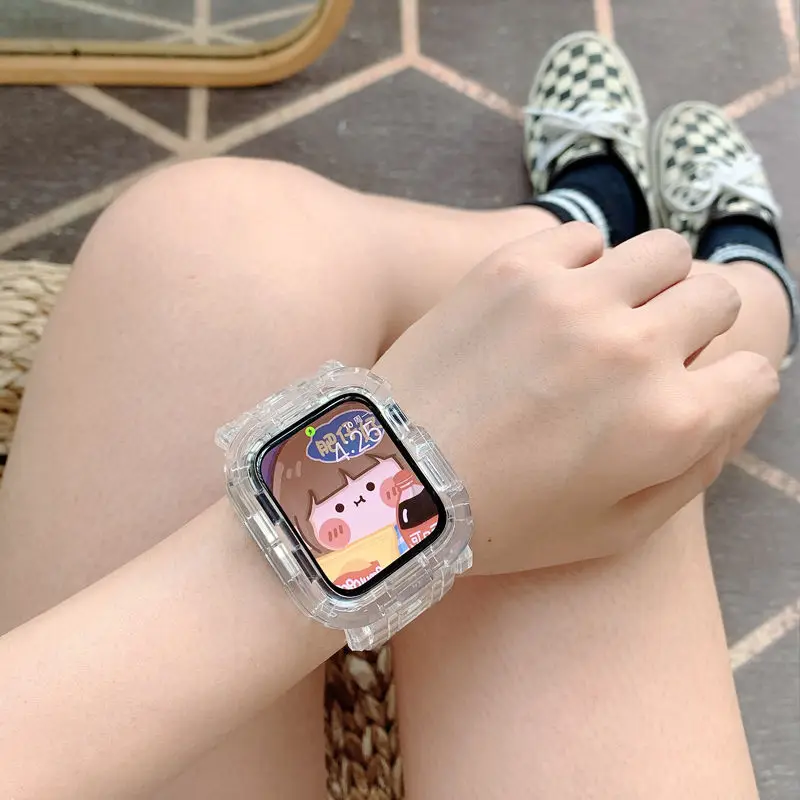 Newest Clear Band + Case for Apple Watch Series 6 SE 5 4 44mm 42mmTransparent for iwatch Strap 3 2 1 38mm 40mm Plastic Strap
Newest Clear Band + Case for Apple Watch Series 6 SE 5 4 44mm 42mmTransparent for iwatch Strap 3 2 1 38mm 40mm Plastic Strap