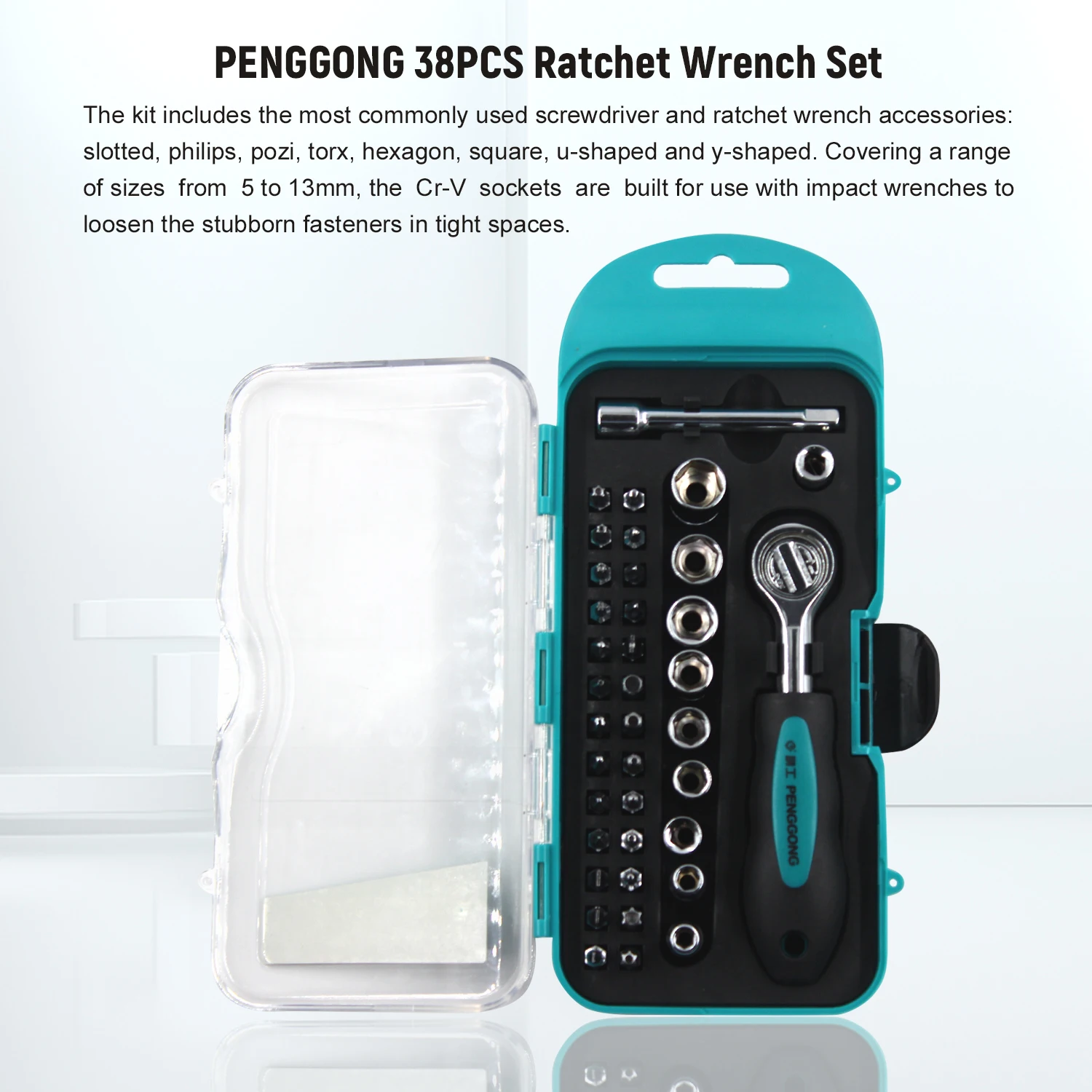 38PCS Ratchet Wrench Spanner Screwdriver Kit Metric 1/4" Drive Quick Release Spanner Socket Drive Hand Tool Wrench Repair Tools
38PCS Ratchet Wrench Spanner Screwdriver Kit Metric 1/4" Drive Quick Release Spanner Socket Drive Hand Tool Wrench Repair Tools