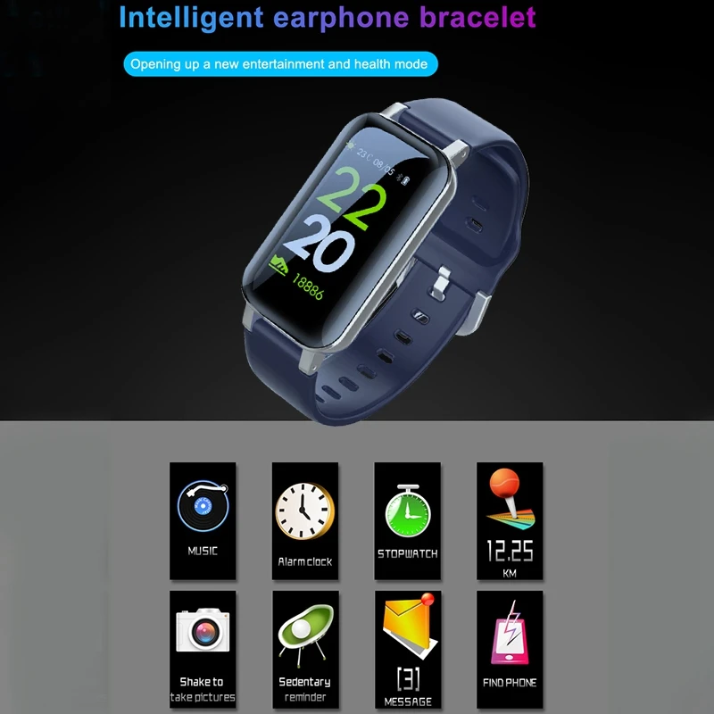 Sports Smart Bracelet Multi-Function Bluetooth Headset Combo 2 in 1Sports Driving Smart Watch Waterproof Unisex 
Sports Smart Bracelet Multi-Function Bluetooth Headset Combo 2 in 1Sports Driving Smart Watch Waterproof Unisex