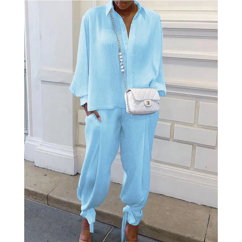 Women Top And Pants Tracksuits Women Autumn Spring Casual Solid Suit Long Sleeve Top+Loose Long Pants Two Piece Set
Women Top And Pants Tracksuits Women Autumn Spring Casual Solid Suit Long Sleeve Top+Loose Long Pants Two Piece Set