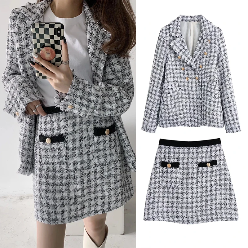 Women Classic Plaid Tweed Blazer With Elegant Mini A Line Skirts Female Fashion Streetwear Wear Outfit BB4402
Women Classic Plaid Tweed Blazer With Elegant Mini A Line Skirts Female Fashion Streetwear Wear Outfit BB4402
