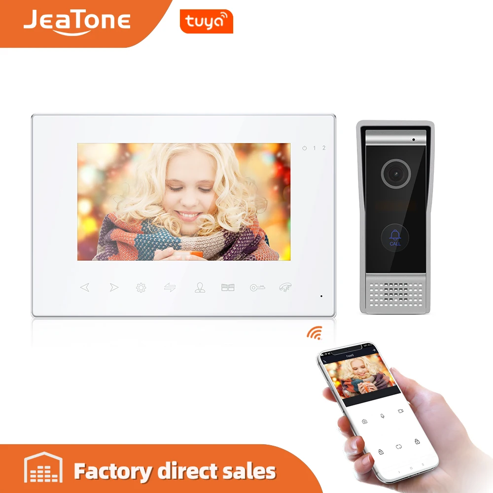 Видеодомофон JeaTone с 7-дюймовым экраном Wi-Fi монитором Tuya домофон поддержкой