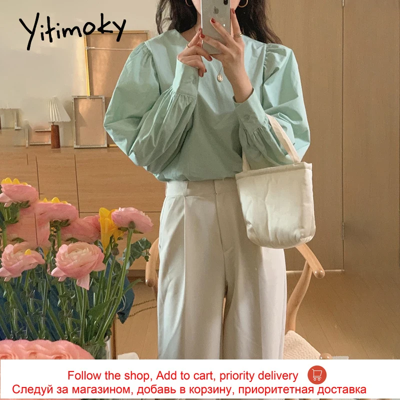 Yitimoky Vintage Women Shirts Blouses Cotton Korean Fashion Clothing Long Puff Sleeve O-Neck Ladies Tops Casual Spring 2021 New
Yitimoky Vintage Women Shirts Blouses Cotton Korean Fashion Clothing Long Puff Sleeve O-Neck Ladies Tops Casual Spring 2021 New
