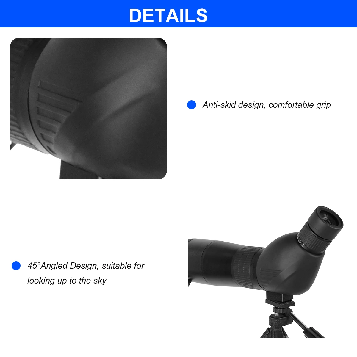Spotting Scope with Tripod HD Monocular Portable 15X-45X Zoom Eyepiece Straight or Angled for Bird Watching, Star Gazing&Hunting
Spotting Scope with Tripod HD Monocular Portable 15X-45X Zoom Eyepiece Straight or Angled for Bird Watching, Star Gazing&Hunting