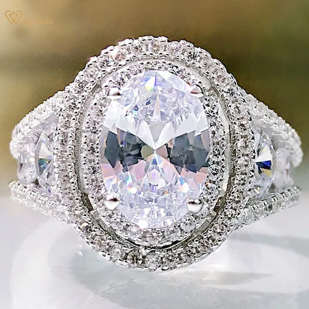 Wong Rain 100% 925 Sterling Silver Round Cut Created Moissanite Diamonds Gemstone Wedding Engagement Luxury Rings Fine Jewelry
Wong Rain 100% 925 Sterling Silver Round Cut Created Moissanite Diamonds Gemstone Wedding Engagement Luxury Rings Fine Jewelry