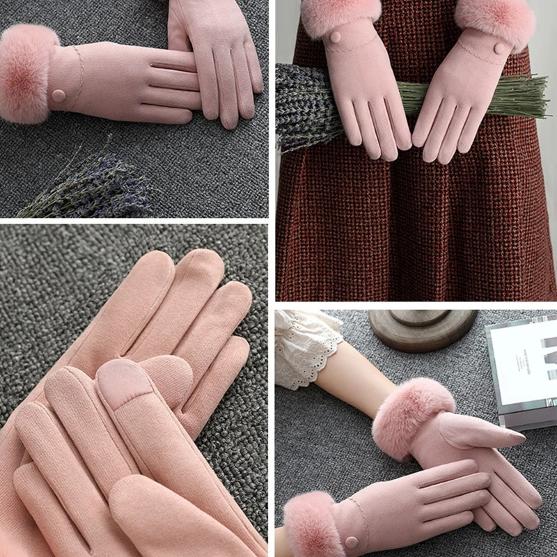 Women Outdoor Driving Full Finger Gloves Solid Color Button Decor Thicken Plush Lined Winter Warm Touch Screen Mittens
Women Outdoor Driving Full Finger Gloves Solid Color Button Decor Thicken Plush Lined Winter Warm Touch Screen Mittens