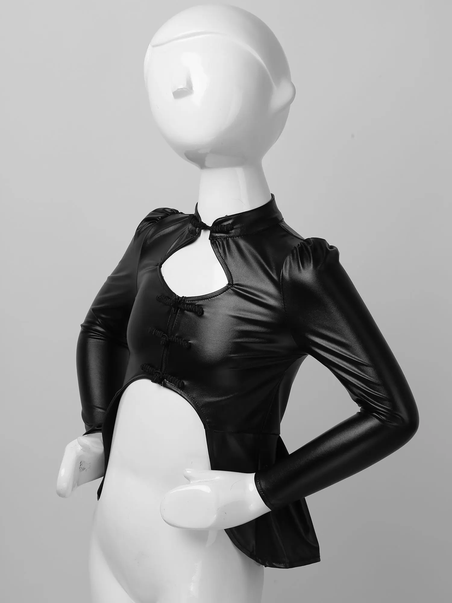 Kids Girls Modern Dance Costume Leather Long Sleeves Mock Neck Buttons Closure Zippered Cutouts Peplum Tops Jacket Dancewear
Kids Girls Modern Dance Costume Leather Long Sleeves Mock Neck Buttons Closure Zippered Cutouts Peplum Tops Jacket Dancewear