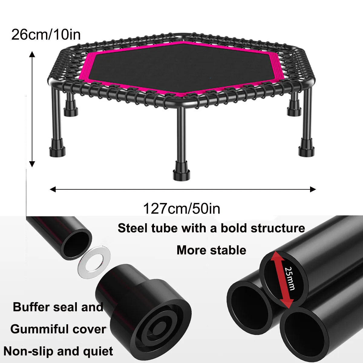 Fitness Trampoline 50-inch Recreational Trampoline, Adult Adjustable Handle Bounce Silent Rubber Rope Maximumload-bearing 200kg
Fitness Trampoline 50-inch Recreational Trampoline, Adult Adjustable Handle Bounce Silent Rubber Rope Maximumload-bearing 200kg
