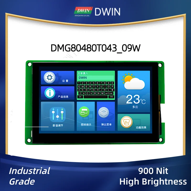 

DWIN 4.3" Industrial Grade LCD Display High Brightness 800*480 UART IPS Module HMI TFT Intelligent Series