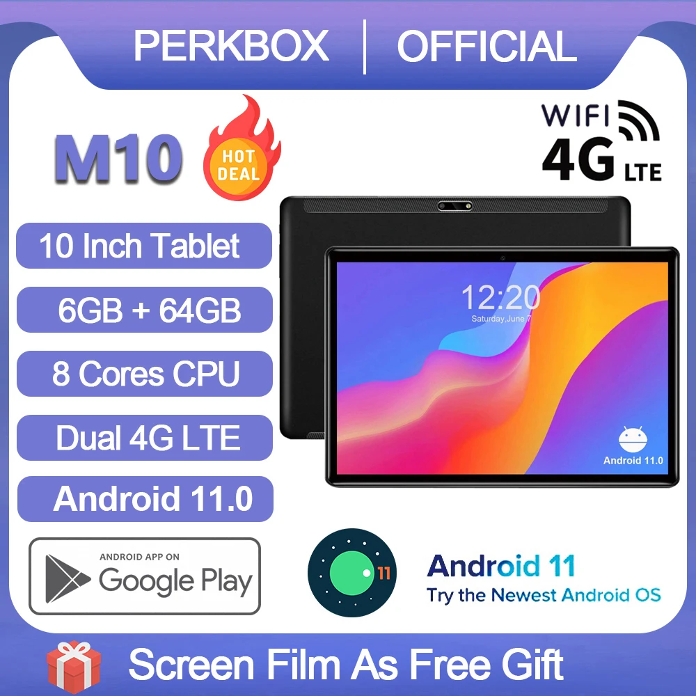 Perkbox Android 11.0 Tablet Octa Core Processor 64GB Storage Tablets Computer, 6GB RAM, Dual 4G LTE, 6000mAh Battery, Netflix
Perkbox Android 11.0 Tablet Octa Core Processor 64GB Storage Tablets Computer, 6GB RAM, Dual 4G LTE, 6000mAh Battery, Netflix