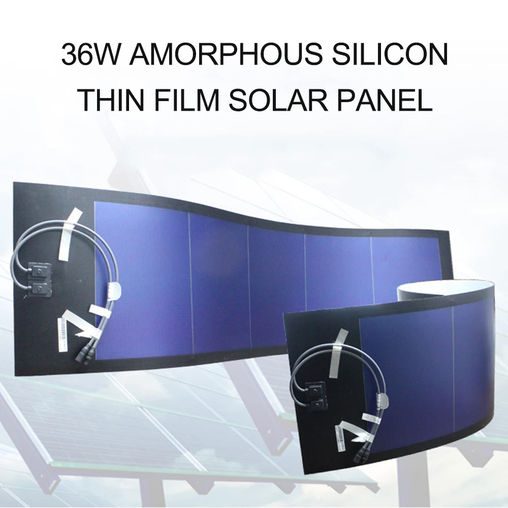 36W Amorphous Silicon Flexible Thin Film Solar Panel Solar Film 18V Battery Pack Solar Cells Car Battery Charging Board Roof
36W Amorphous Silicon Flexible Thin Film Solar Panel Solar Film 18V Battery Pack Solar Cells Car Battery Charging Board Roof