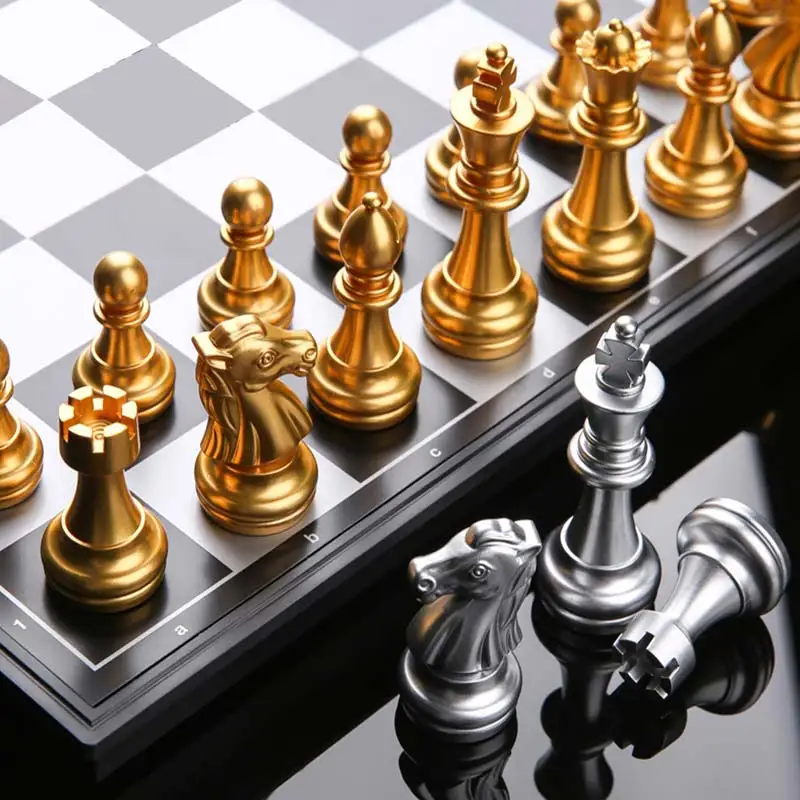 Medieval Chess Sets with Magnetic Board Gold Silver Pieces Games Figure Set | Спорт и развлечения