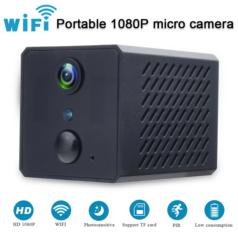 Portable 1080P micro camera, WIFI version, low power consumption 2700mah power supply, night vision infrared function
Portable 1080P micro camera, WIFI version, low power consumption 2700mah power supply, night vision infrared function
