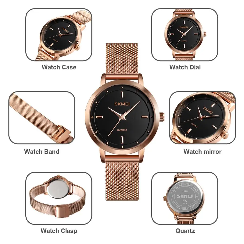 SKMEI Women Quartz Watch Fashion Simple Design Water Resistant Stainless Steel Strap Rose Gold mujer reloj Ladies Elegant 1528
SKMEI Women Quartz Watch Fashion Simple Design Water Resistant Stainless Steel Strap Rose Gold mujer reloj Ladies Elegant 1528