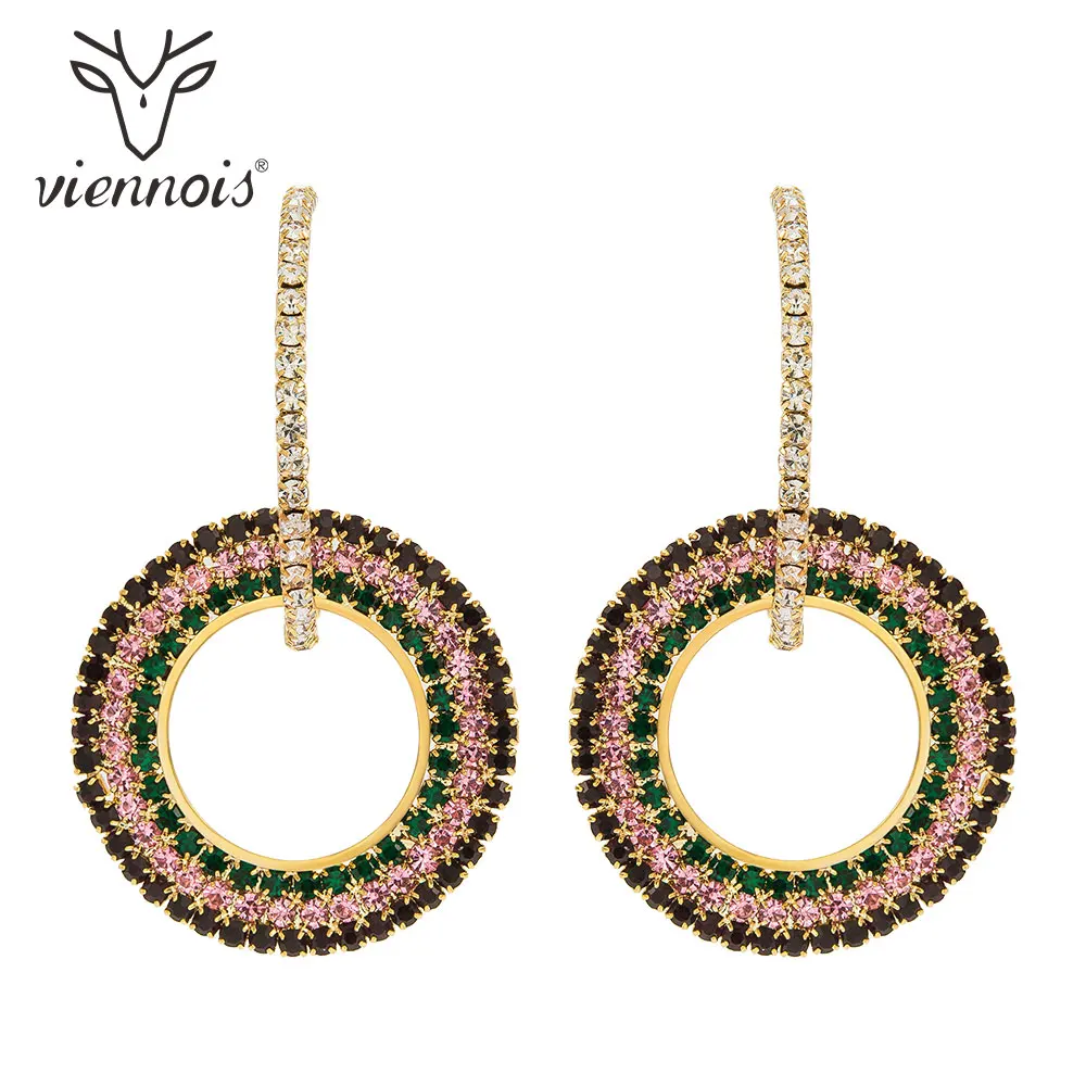 Viennois Gold Color Hoop Earrings for Women Boho Round Female Party Metallic Chic Fashion Jewelry | Украшения и аксессуары