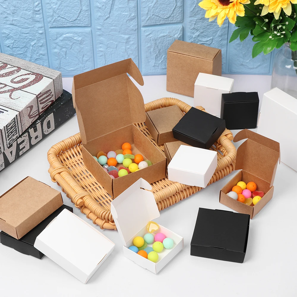 10Pcs/Set 9 Sizes Kraft Paper Boxes Candy Storage Cardboard Package Bags Cake Gift Wrapping Wedding Event Party Home Supplies | Дом и сад