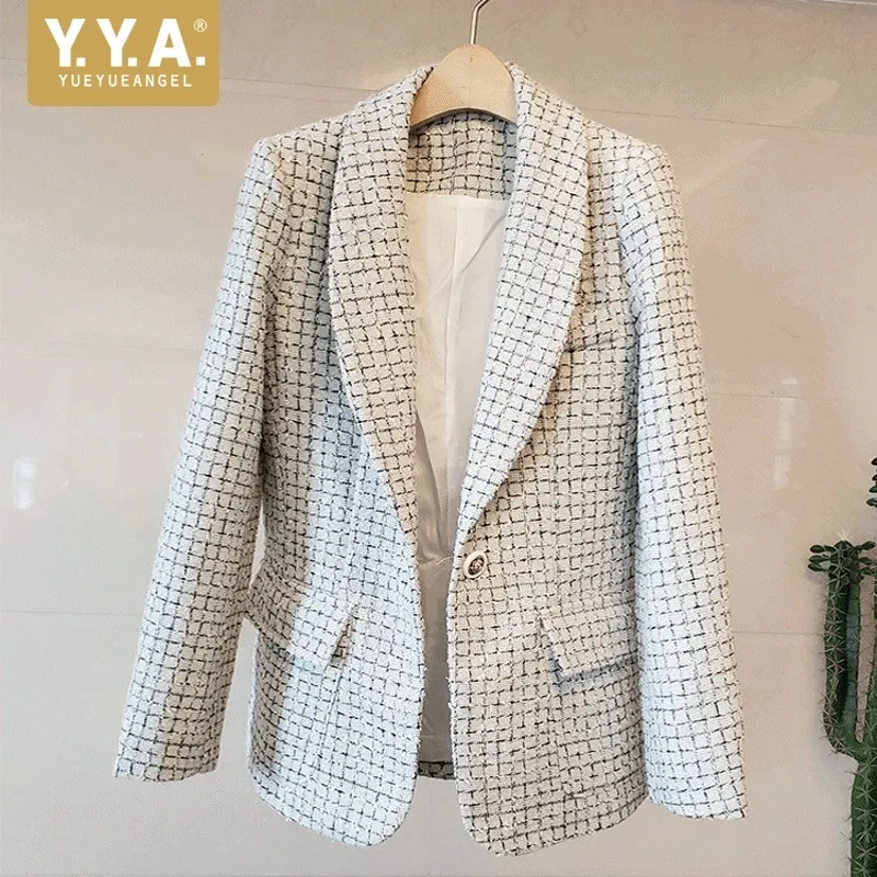 Office Ladies Autumn Winter Qualites Slim Tweed Jackets Long Sleeve Single Button Pockets Female Outerwear Coats Business Wear
Office Ladies Autumn Winter Qualites Slim Tweed Jackets Long Sleeve Single Button Pockets Female Outerwear Coats Business Wear