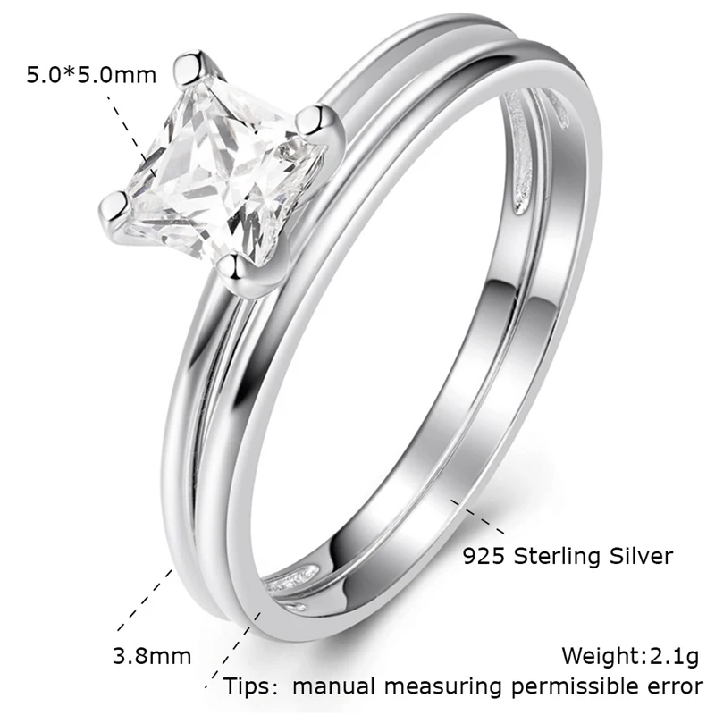 DY 925 Sterling Silver Ring With One Piece Square Cubic Zirconia Simple Elegent Banquet Double Rings For Female Fashion Jewelry
DY 925 Sterling Silver Ring With One Piece Square Cubic Zirconia Simple Elegent Banquet Double Rings For Female Fashion Jewelry