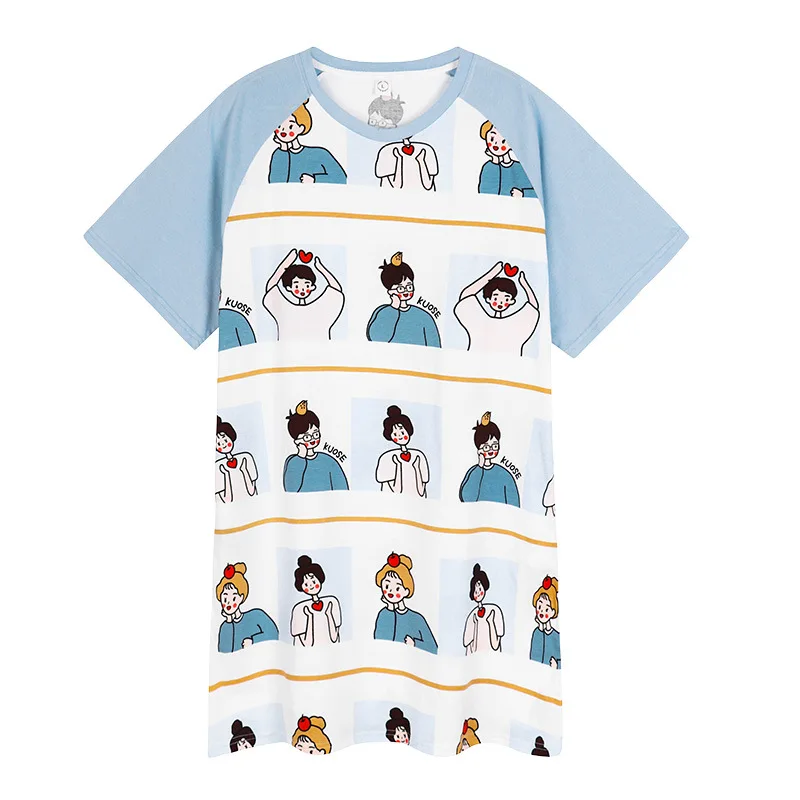 Pure cotton nightdress female summer short-sleeved cute cartoon loose girl student Korean version can be worn outside thin cotto
Pure cotton nightdress female summer short-sleeved cute cartoon loose girl student Korean version can be worn outside thin cotto