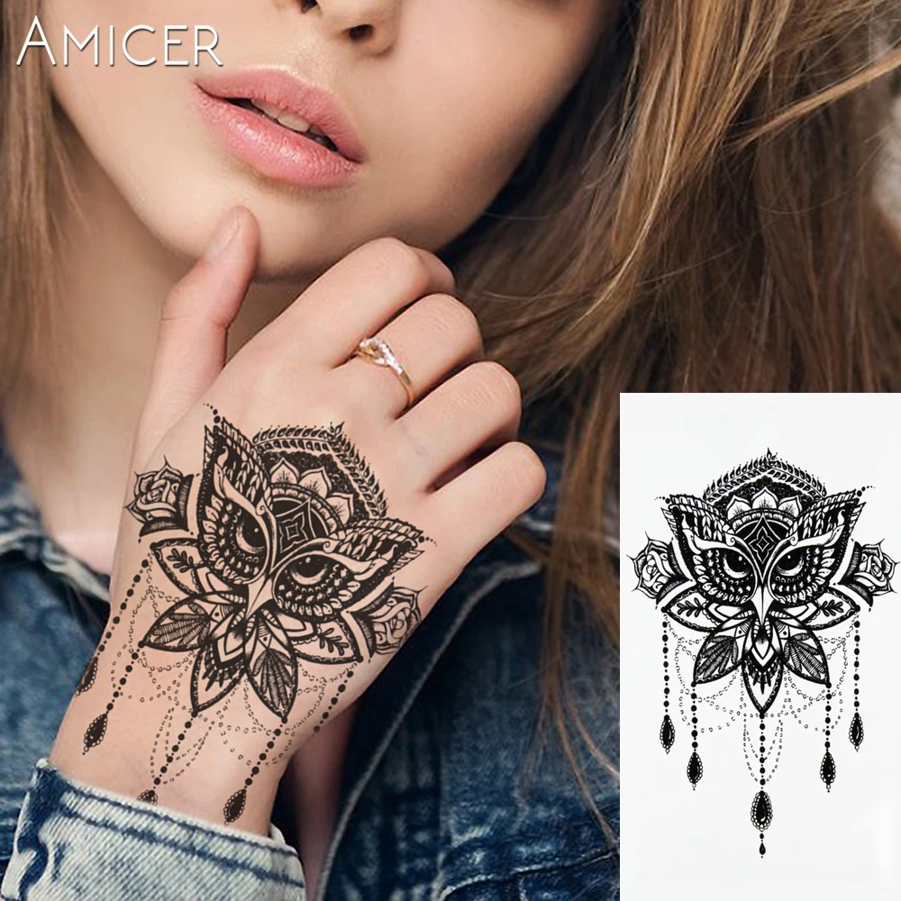 Sexy Lace Owl Hot Black White Large Flower tattoo Henna Temporary Tattoo Black Mehndi Style Waterproof Tattoo Sticker
Sexy Lace Owl Hot Black White Large Flower tattoo Henna Temporary Tattoo Black Mehndi Style Waterproof Tattoo Sticker