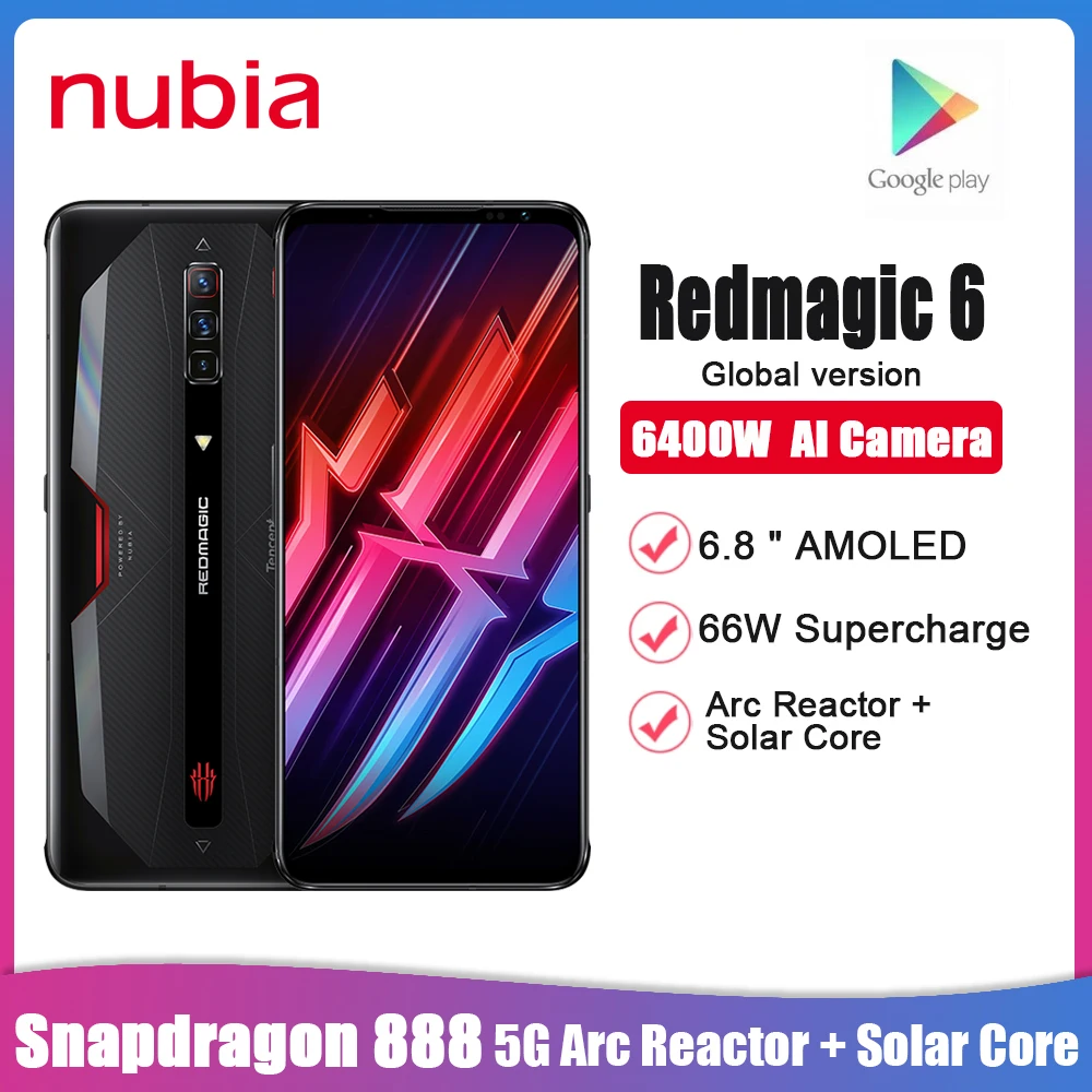 

Оригинальный игровой смартфон Nubia Red Magic 6, телефон с экраном 6,8 дюйма, 165 Гц, AMOLED, Восьмиядерный процессор Snapdragon 888, зарядное устройство 30 Вт, ...