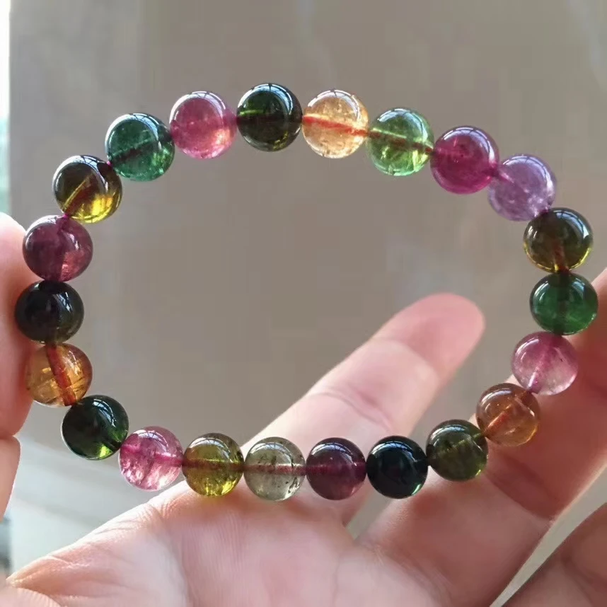 Genuine Natural Colorful Tourmaline Bracelet Bangle 8.2mm Red Green Clear Round Beads Women Men Stone AAAAA
Genuine Natural Colorful Tourmaline Bracelet Bangle 8.2mm Red Green Clear Round Beads Women Men Stone AAAAA