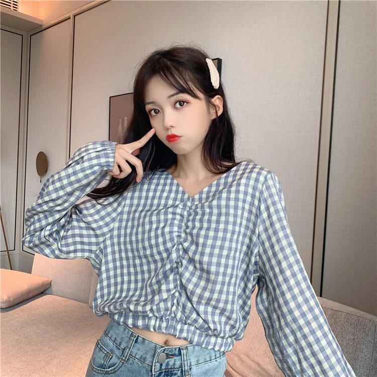puff sleeve plaid v-neck crop top Women's Clothing full casual Harajuku style shirts Spring autumn fashion brand tops ulzzang
puff sleeve plaid v-neck crop top Women's Clothing full casual Harajuku style shirts Spring autumn fashion brand tops ulzzang